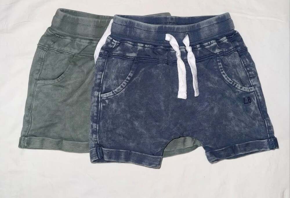 Little Bipsy Acid Wash Drawstring Harem Shorts Lot (Blue and Olive)